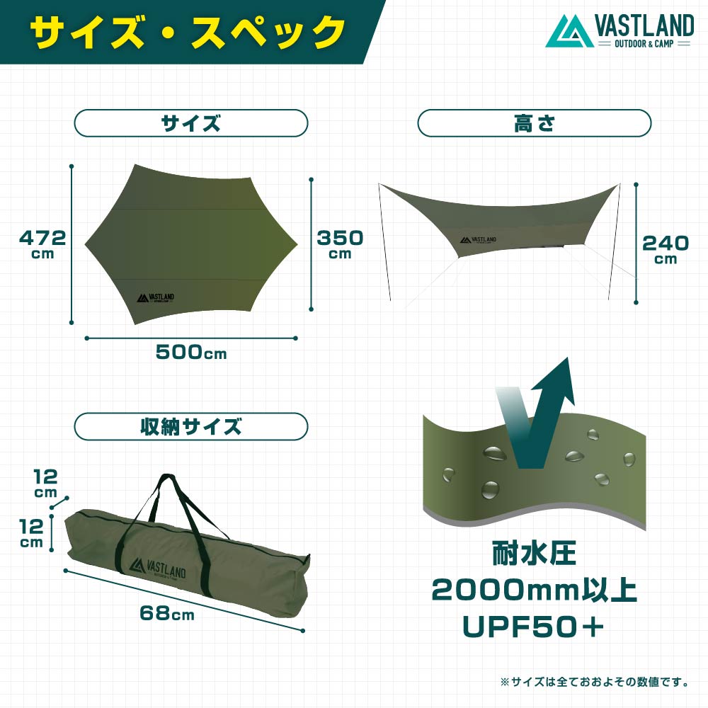 ヘキサタープ エントリーモデル 500cm×472cm オリーブ
