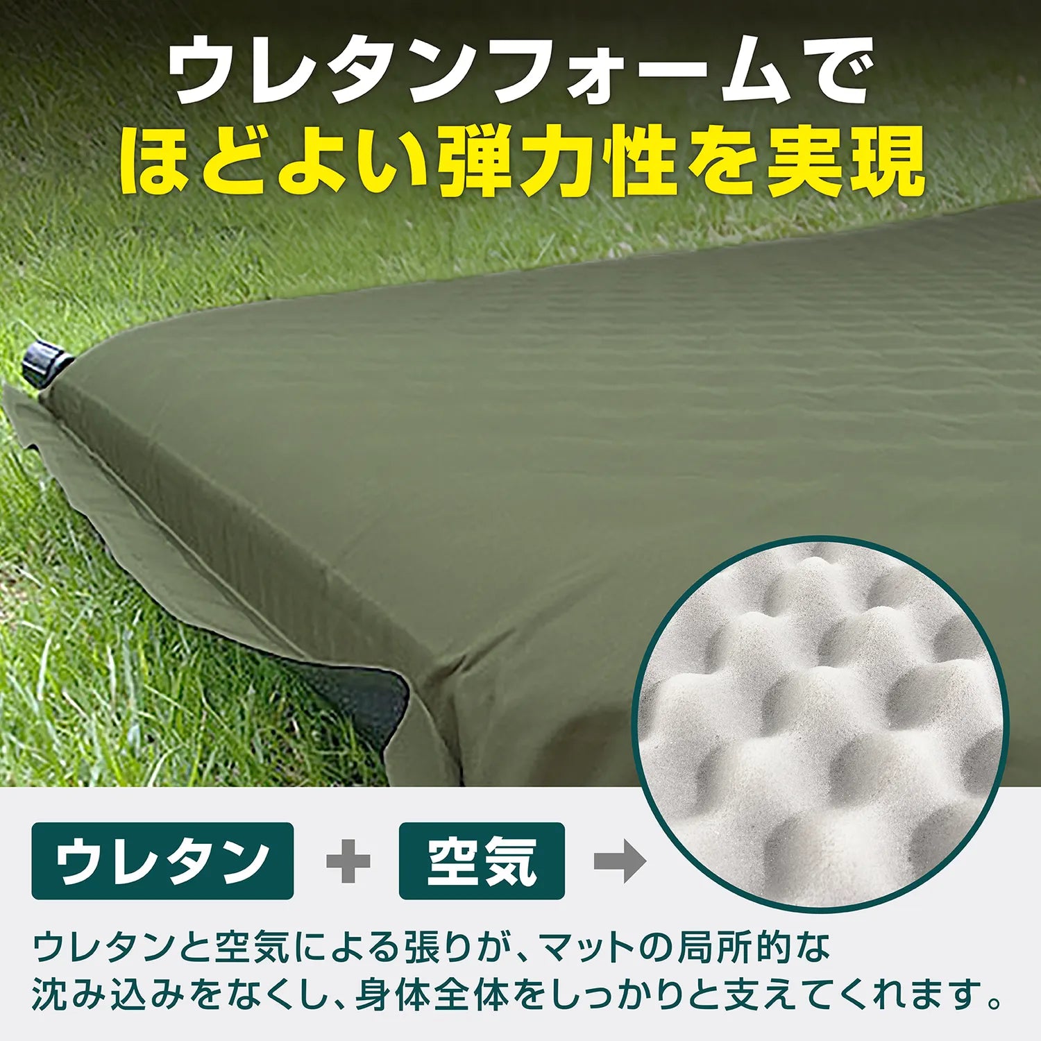 ウレタンフォームでほどよい弾力性を実現