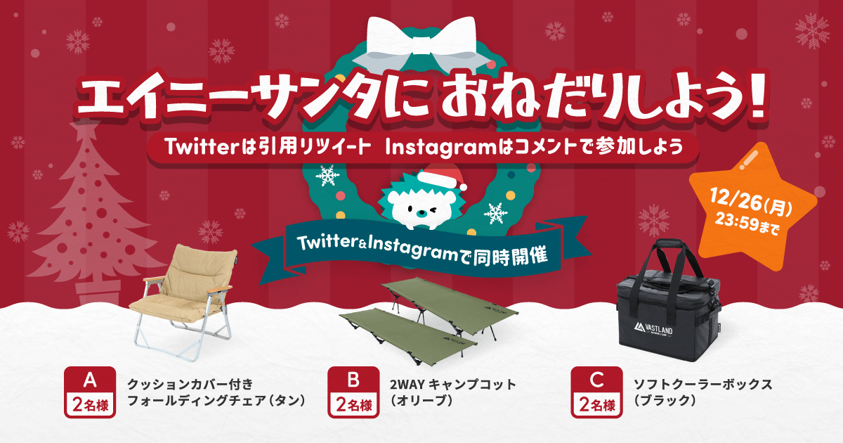 「クリスマスプレゼントキャンペーン」をTwitterとInstagramで開催中！